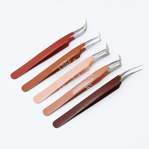 <b>Brown</b> Colors Private Label 90 Degree Manga Volume X Shape Fiber Tip Fine Tweezers for Eyelash Extension Hand-Tested Quality Work - Product Image 6