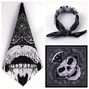 Bandana carré unisexe personnalisé à imprimé géométrique en polyester, foulard de mode streetwear, brassard de motard, mouchoir - Product Image 2