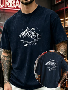 เสื้อยืดโอเวอร์ไซส์ผู้ชายผ้าเจอร์ซีย์ซักทราย 100% คอตตอน วินเทจ ขาดๆ แบบดิสเทรส แขนสั้น คอกลม สตรีทแวร์ น้ำหนัก 320 กรัม แข็งแรงทนทาน - Product Image 1