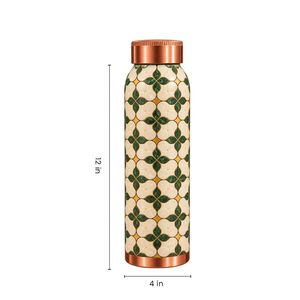 Botella de Agua de Cobre con Diseño Floral, Botella de Agua de Cobre con Diseño Bohemio y Hojas Verdes, Botella Portátil para Viajes - Product Image 4