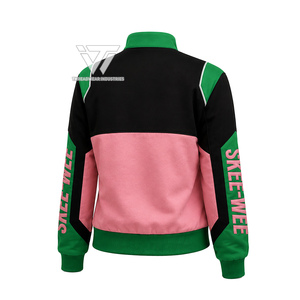 อัลฟ่าแบบกำหนดเอง |   คาปา |   เสื้อแจ็คเก็ตคาเฟ่เรเซอร์ผ้าทวิลปักลาย Alpha Sorority พร้อมเครื่องประดับสไตล์กรีก - Product Image 2