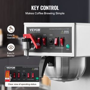 Caffettiera elettrica commerciale a goccia da 12 tazze con 3 caraffe di vetro e 3 scaldini per uso ufficio - Product Image 4