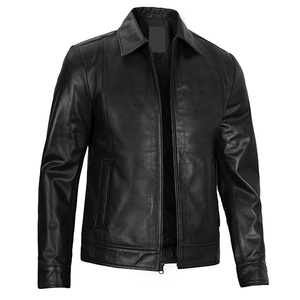 2026 OEM Hot Selling Black Cowhide Leather <b>Jacket</b> For Men's Zipper Pockets 100%High Quality Low MOQ Winter <b>Heated</b> Fashion <b>Jacket</b> - Product Image 5