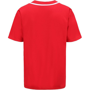 Maillot de baseball unisexe classique rouge foncé à manches courtes avec bordure blanche et boutons, en maille respirante - Product Image 2