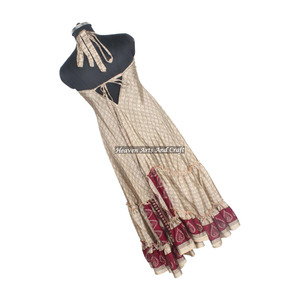 Nuevo Vestido de Seda Sari para Mujer, Compra en Línea Directamente del Fabricante, Vestido de Noche Elegante sin Mangas para Damas - Product Image 2
