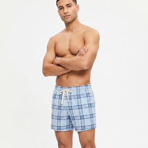 Shorts de nuit pour homme en flanelle 100% coton à carreaux, légers, avec cordon de serrage et taille mi-haute - Product Image 1