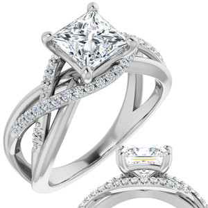 แหวนหมั้นเพชรทรงปรินเซสคัทแบบอินฟินิตี้ ดีไซน์ธรรมชาติ ทองคำแท้ 18k/22k หลายวง สำหรับผู้หญิงและเด็กผู้หญิง - Product Image 6