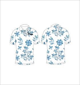 เสื้อโปโลชายสีน้ำเงินลายดอกไม้ พิมพ์ลายทั้งตัว แขนสั้น สไตล์ลำลอง สำหรับเล่นกอล์ฟ - Product Image 2