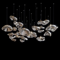 Lustre suspendu moderne en acier inoxydable avec LED, décoration artistique, boule de verre unique, pour la maison, le hall, l'hôtel, le lobby