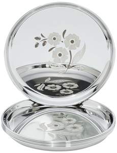 Ensemble de 6 assiettes en acier inoxydable de 12 pouces, motif floral argenté - Product Image 2