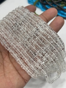 Perles de pierres précieuses de haute qualité pour la fabrication de bijoux, 17 pouces, cristal de quartz naturel du Brésil, facettées, forme Heishi, taille 7-8 mm - Product Image 4