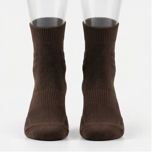 Brown Ankle Socks Solid Knitted Breathable Casual Wear for Adults - Product Image 1