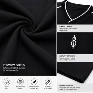 เสื้อยืดกีฬาคอวีสีดำสำหรับผู้ชายพร้อมแถบตัดสี - Product Image 6
