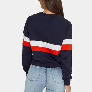 Custom Women Color Block Sweatshirt Casual Striped <b>Long</b> <b>Sleeve</b> Fleece Pullover Autumn Winter Loose Crewneck Plain <b>Top</b> Sweatshirt - Product Image 2