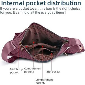 Women's Casual <b>Nylon</b> <b>Cross</b>-<b>Body</b> Satchel <b>Bag</b> with Multi-Pocket Fashionable Side Chest <b>Bag</b> - Product Image 2