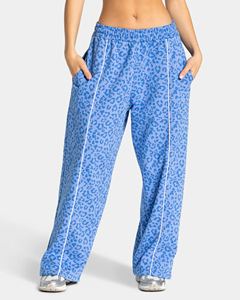 Women's Blue Leopard Print Tracksuit Set women oversized hoodie <b>pant</b> white <b>line</b> piping contrast two piece tracksuit set baggy - Product Image 6
