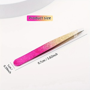Pinzas Profesionales Antiestáticas para Cejas BAFA SURGICAL INSTRUMENTS, 1 Unidad, Acero Inoxidable, Punta Recta, Duraderas, 9.7cm, Degradado Rosa - Product Image 1