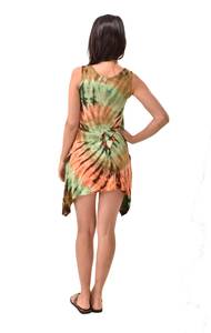 Vestido de verano de rayón con estampado tie-dye estilo bohemio, con bolsillos y dobladillo de hada - Product Image 6