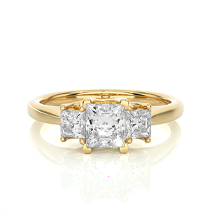 Bague en diamant naturel pour femme, or 18 carats, certifiée IGI et pureté VS1, 1,00 carat, 3 pierres, coupe princesse - Product Image 5