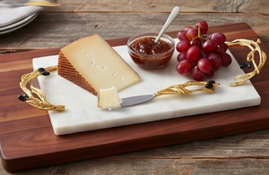 Ensemble de spatules à fromage en marbre avec manche en branche d'olivier dorée et planche à découper, idéal pour une utilisation en cuisine, à la maison et au restaurant - Product Image 6