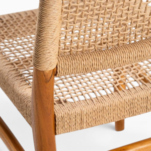Sillas de Ratán Natural, Silla de Teca con Asiento y Respaldo Tejidos, Muebles de Exterior, Diseño de Madera Sólida y Duradera, EN OFERTA - Product Image 4