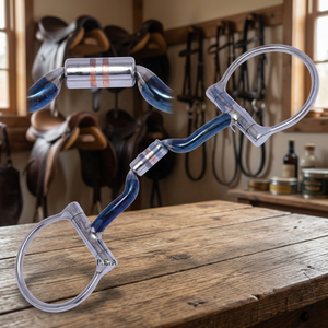 Bocado para Caballo de Acero Inoxidable con Incrustaciones de Cobre, Acabado Azul, Diseño de Doble Articulación - Product Image 2