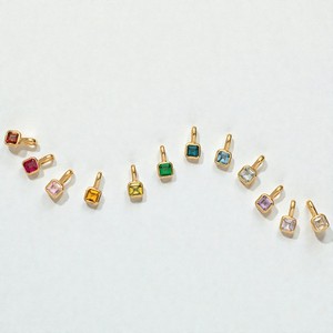6mm Square Ruby Quartz Gemstone Collet Charm Pendant | 14K Gold Plated 925 <b>Silver</b> <b>Birthstone</b> Charms for Jewelry Making Wholesale - Product Image 2