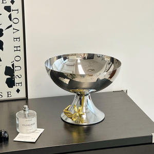 Bol à bonbons moderne en acier inoxydable de qualité supérieure, résistant à la chaleur, avec pied unique et base décorative florale dorée - Product Image 1