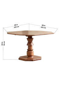 Wholesale <b>Solid</b> Acacia <b>Wood</b> Octagonal <b>Dining</b> <b>Table</b> | 48" Primitive Pedestal Base Rustic Wooden <b>Table</b> for Restaurant & Home - Product Image 4