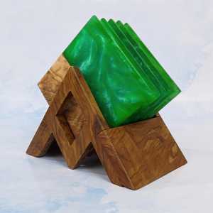 Juego de Posavasos Cuadrados Modernos Hechos a Mano de Resina y Madera, Diseño Artístico Natural de Resina Epoxi, 350 mm de Diámetro, 5 mm de Grosor, Modelo MN EXPORTS - Product Image 1
