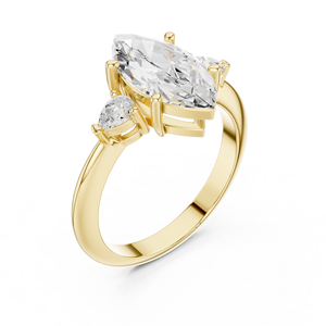 Bague de fiançailles classique en or jaune 14 carats pour femme, diamant de laboratoire certifié IGI 3 carats taille marquise, anniversaire, mariage - Product Image 4