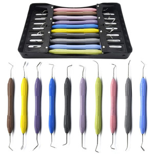 Juego de instrumentos de ortodoncia dental, 10 piezas, mangos coloridos, herramientas manuales de acero inoxidable para cuidado dental, clase I, certificado CE - Product Image 3