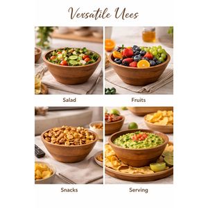 Tazón de Madera para Ensaladas, Tazón Decorativo para Frutas, Bocadillos, Cereales, Sopa, Uso en el Hogar, Cafetería, Restaurante - Product Image 4