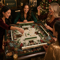 Nouveau Tapis de Mahjong Américain 2026, 33x33 Pouces, Néoprène 3mm, Imprimé Casse-Noisette de Noël, Tapis de Jeu Pliable Moderne Personnalisé