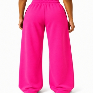 Pantalon de survêtement décontracté pour femme, taille haute, avec cordon de serrage, coupe large, longueur intégrale, en coton, design personnalisé - Product Image 2