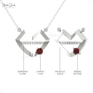 เครื่องประดับแฟชั่นปี 2026 สร้อยคอทองคำแท้ 14k รูปทรงริมฝีปาก ประดับเพชรและโกเมนขนาด 4 มม. สร้อยคอจี้แบบหนีบ  ของขวัญสำหรับผู้หญิง - Product Image 5