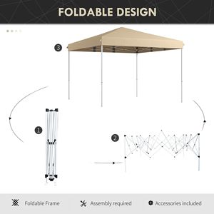 13FT X 13FT Beige Pop up <b>Canopy</b> <b>Tent</b> with Height Adjustable Wheeled Carry Bag for Outdoor Garden Patio - Product Image 4