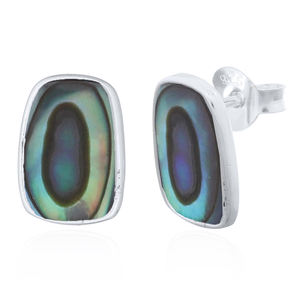 Pendientes de Plata de Ley 925 con Concha de Abulón Rectangular, Estilo Moderno - Product Image 2