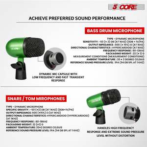 Kit de Micrófonos Profesionales de Condensador Cardioide XLR de 5 Núcleos para Conga, Snare y Tom - Product Image 4
