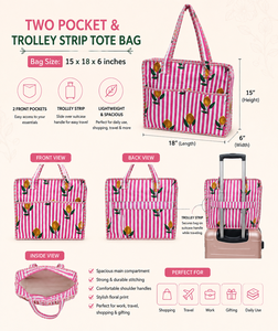 100% pure cotton quilted tote <b>bag</b> <b>trolley</b> <b>sleeve</b> travel <b>bag</b> Printed shoulder handbag carry on luggage <b>bag</b> work shopping weekend - Product Image 3