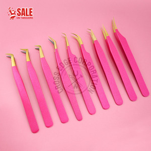 Best Selling 45 90 Degree Fiber Tip Tweezer Lash Extension Stainless Steel Volume Eyelash Tweezer Eyelashes Extension Tweezers - Product Image 1