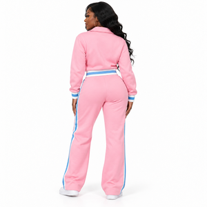 Greek Jack and Jill of America JJOA Sorority Clothing Streetwear 2 Piece Sweat <b>Suit</b> Half Zip Sweatshirt With Wide Leg <b>Pants</b> - Product Image 4