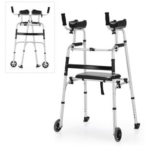 Deambulatore a 2 Modalità con Seduta Morbida per Anziani, Ruote Resistenti all'Usura da 5 Pollici, Pieghevole con 1 Clic, Design Stabile a H, Capacità 150 kg - Product Image 3