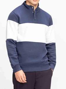 2026 Custom Design Color Blocked Drop Shoulder Sweatshirts 100% Cotton Oversized Pullover Basics 1/4 Quarter <b>Jumper</b> Sweatshirt - Product Image 3