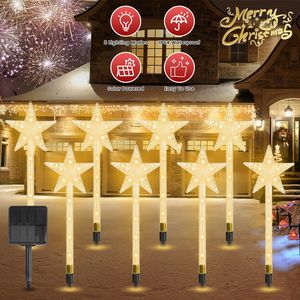 Set di 8 Luci Solari Natalizie a Forma di Stella con 64 LED, Impermeabili IP64, Luci per Sentieri con 8 Modalità di Illuminazione, Decorazioni Natalizie - Product Image 2