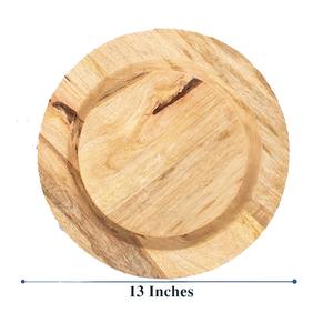 Plateau rond en bois de manguier naturel, fait main, lot de 2, pour servir des gâteaux au fromage, des desserts, des aliments et des charcuteries, parfait pour les fêtes - Product Image 4