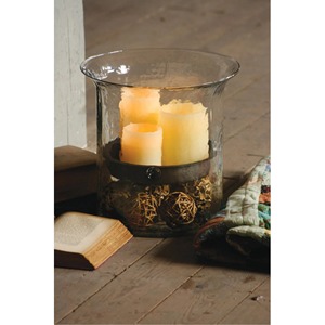 <b>Decorative</b> Antique Style Round Glass Hurricane Candleholder with Cork Base Heat Resistant Reusable Home <b>Decoration</b> - Product Image 6