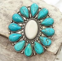 Grande bague statement en pierres précieuses de style western, bijoux faits à la main, style cowgirl, bague turquoise tendance pour femmes