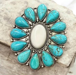 Grande bague statement en pierres précieuses de style western, bijoux faits à la main, style cowgirl, bague turquoise tendance pour femmes - Product Image 3