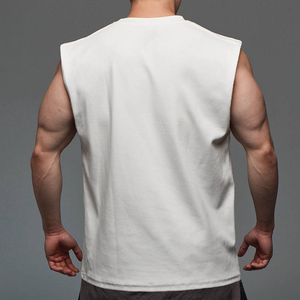 Débardeur en coton sans manches pour homme, col rond, couleur unie, respirant, pour entraînement, fitness, musculation, débardeur de sport pour homme - Product Image 2